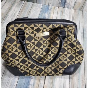 Isabella's Journey Brown and Black fleur de lis purse
